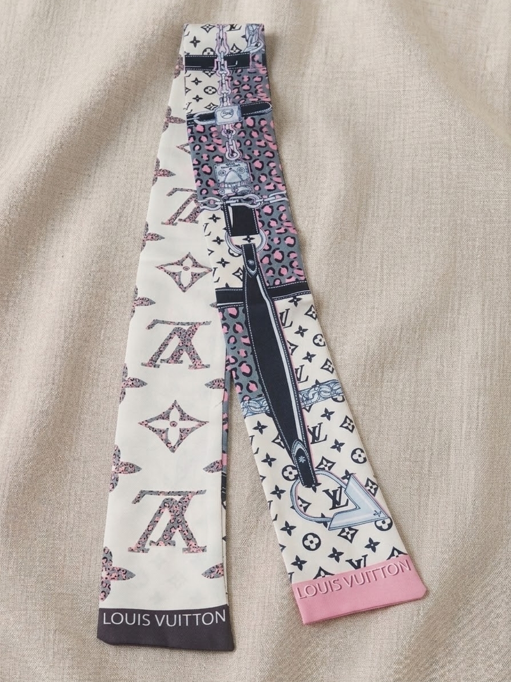 Cream & Pink Twilly Scarf